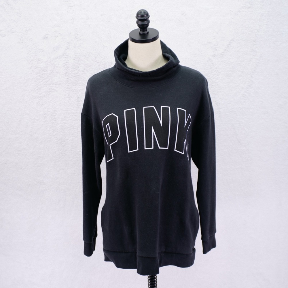 Victoria's Secret‎ Pink Black Cowl Neck Sweater Pocket XS